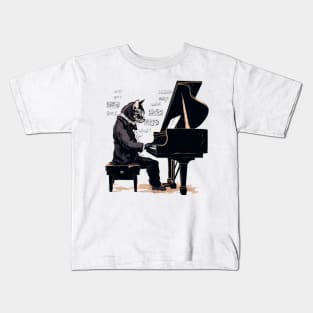 Cat playing piano Kids T-Shirt